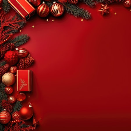 Christmas banner blank space text santa claus celebrate giftboxes green background clipart Christmas ornamentの素材