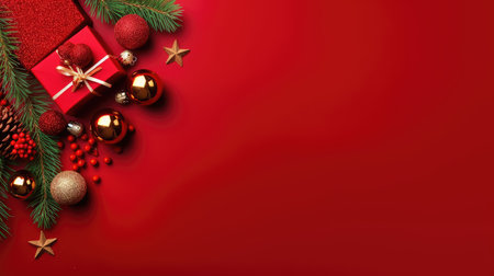 Christmas banner blank space text santa claus celebrate giftboxes green background clipart Christmas ornamentの素材