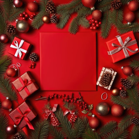 Christmas banner blank space text santa claus celebrate giftboxes green background clipart Christmas ornamentの素材