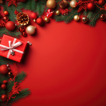 Christmas banner blank space text santa claus celebrate giftboxes green background clipart Christmas ornamentの素材