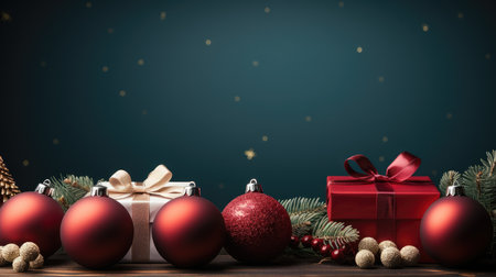 Christmas banner blank space text santa claus celebrate giftboxes green background clipart Christmas ornamentの素材
