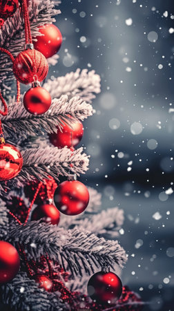 Sparkling Christmas Ornaments Decoration Defocused Background background Winter xmas holiday theme bannerの素材