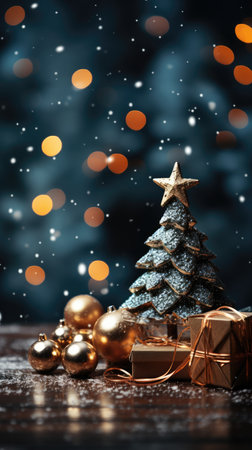Sparkling Christmas Ornaments Decoration Defocused Background background Winter xmas holiday theme bannerの素材