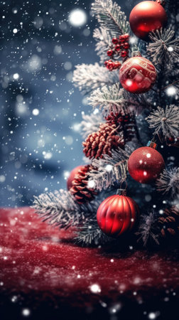 Sparkling Christmas Ornaments Decoration Defocused Background background Winter xmas holiday theme bannerの素材