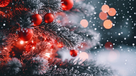 Sparkling Christmas Ornaments Decoration Defocused Background background Winter xmas holiday theme bannerの素材
