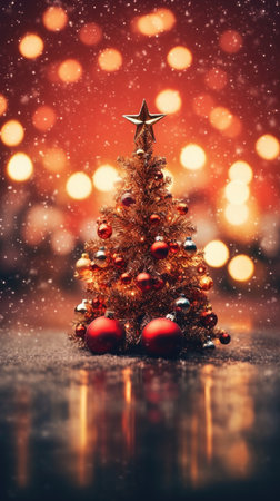 Sparkling Christmas Ornaments Decoration Defocused Background background Winter xmas holiday theme bannerの素材