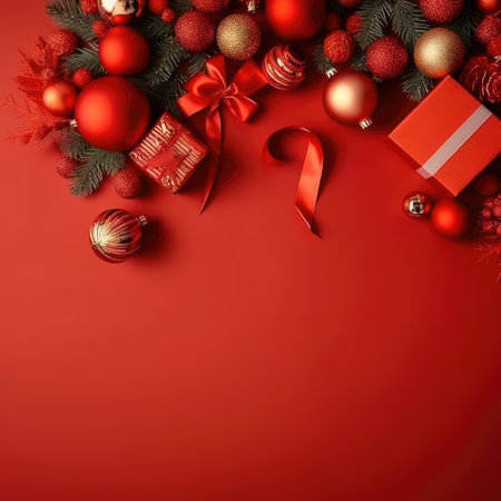 Christmas banner blank space text santa claus celebrate giftboxes green background clipart Christmas ornamentの素材