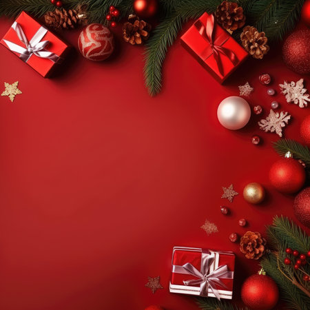 Christmas banner blank space text santa claus celebrate giftboxes green background clipart Christmas ornamentの素材