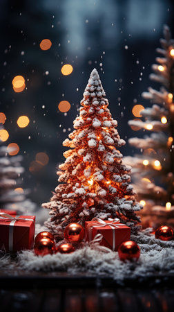 Sparkling Christmas Ornaments Decoration Defocused Background background Winter xmas holiday theme bannerの素材