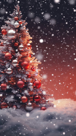 Sparkling Christmas Ornaments Decoration Defocused Background background Winter xmas holiday theme bannerの素材