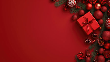 Christmas banner blank space text santa claus celebrate giftboxes green background clipart Christmas ornamentの素材