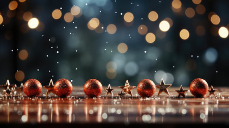 Sparkling Christmas Ornaments Decoration Defocused Background background Winter xmas holiday theme bannerの素材