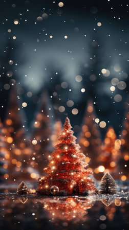 Sparkling Christmas Ornaments Decoration Defocused Background background Winter xmas holiday theme bannerの素材