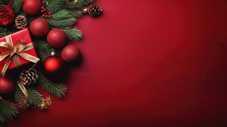 Christmas banner blank space text santa claus celebrate giftboxes green background clipart Christmas ornamentの素材