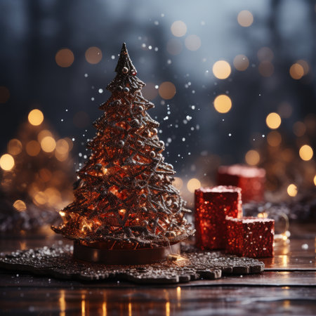Sparkling Christmas Ornaments Decoration Defocused Background background Winter xmas holiday theme bannerの素材