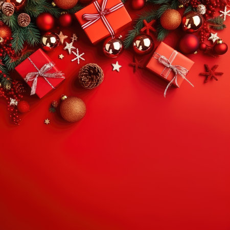 Christmas banner blank space text santa claus celebrate giftboxes green background clipart Christmas ornamentの素材