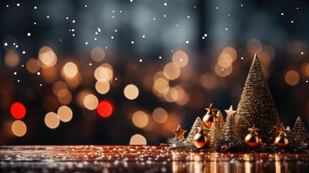 Sparkling Christmas Ornaments Decoration Defocused Background background Winter xmas holiday theme bannerの素材