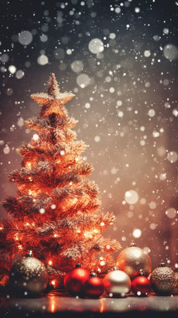 Sparkling Christmas Ornaments Decoration Defocused Background background Winter xmas holiday theme bannerの素材