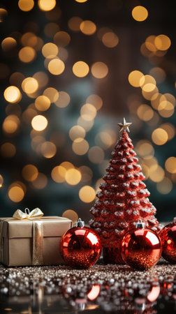 Sparkling Christmas Ornaments Decoration Defocused Background background Winter xmas holiday theme bannerの素材