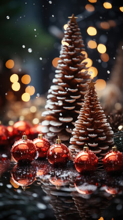 Sparkling Christmas Ornaments Decoration Defocused Background background Winter xmas holiday theme bannerの素材
