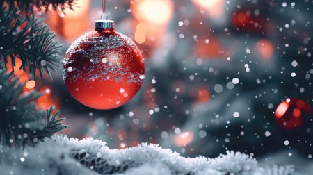 Sparkling Christmas Ornaments Decoration Defocused Background background Winter xmas holiday theme bannerの素材