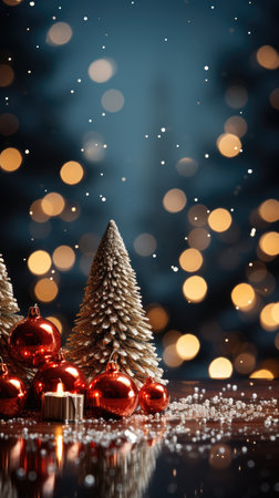 Sparkling Christmas Ornaments Decoration Defocused Background background Winter xmas holiday theme bannerの素材