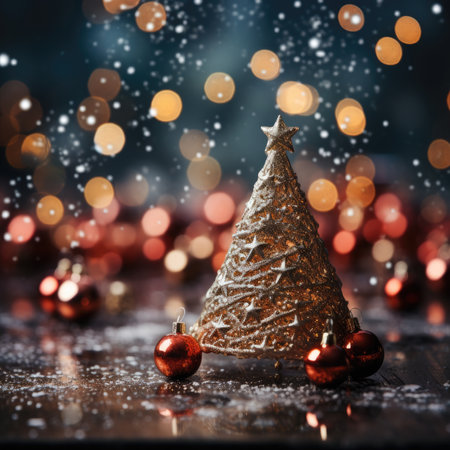 Sparkling Christmas Ornaments Decoration Defocused Background background Winter xmas holiday theme bannerの素材