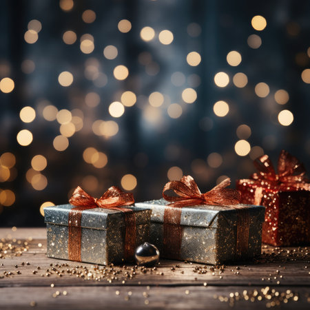 Sparkling Christmas Ornaments Decoration Defocused Background background Winter xmas holiday theme bannerの素材