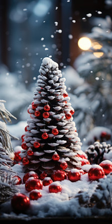 Sparkling Christmas Ornaments Decoration Defocused Background background Winter xmas holiday theme bannerの素材
