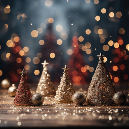 Sparkling Christmas Ornaments Decoration Defocused Background background Winter xmas holiday theme bannerの素材