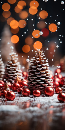 Sparkling Christmas Ornaments Decoration Defocused Background background Winter xmas holiday theme bannerの素材
