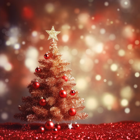 Sparkling Christmas Ornaments Decoration Defocused Background background Winter xmas holiday theme bannerの素材