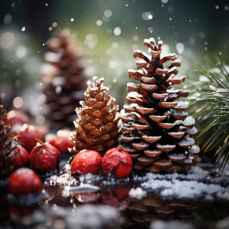 Sparkling Christmas Ornaments Decoration Defocused Background background Winter xmas holiday theme bannerの素材