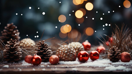 Sparkling Christmas Ornaments Decoration Defocused Background background Winter xmas holiday theme bannerの素材