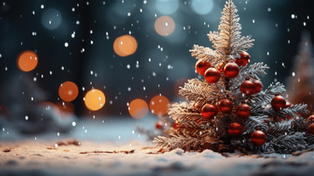 Sparkling Christmas Ornaments Decoration Defocused Background background Winter xmas holiday theme bannerの素材