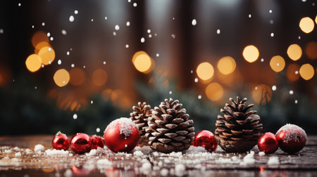 Sparkling Christmas Ornaments Decoration Defocused Background background Winter xmas holiday theme bannerの素材