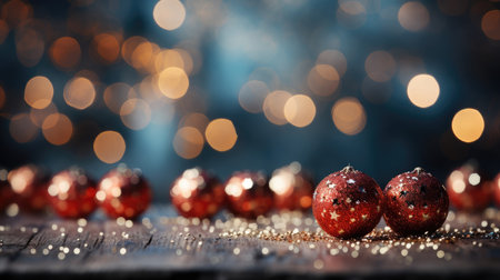 Sparkling Christmas Ornaments Decoration Defocused Background background Winter xmas holiday theme bannerの素材