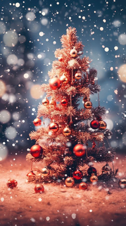 Sparkling Christmas Ornaments Decoration Defocused Background background Winter xmas holiday theme bannerの素材