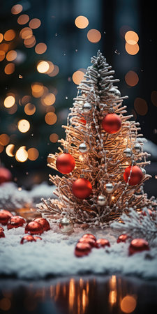 Sparkling Christmas Ornaments Decoration Defocused Background background Winter xmas holiday theme bannerの素材