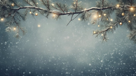 Christmas holiday background christmas tree branch text copy space frame text Retro style Old fashionedの素材