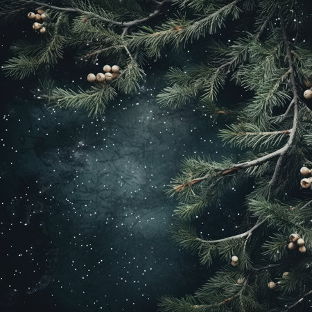 Christmas holiday background christmas tree branch text copy space frame text Retro style Old fashionedの素材