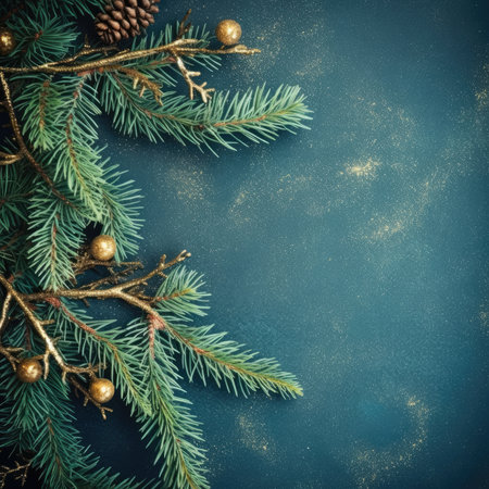 Christmas holiday background christmas tree branch text copy space frame text Retro style Old fashionedの素材
