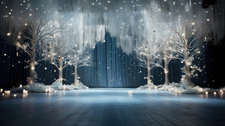 Christmas installation photo zone magical stage lights decoration Festive illumination fabulous enchantingの素材