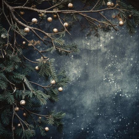 Christmas holiday background christmas tree branch text copy space frame text Retro style Old fashionedの素材