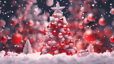 Sparkling Christmas Ornaments Decoration Defocused Background background Winter xmas holiday theme bannerの素材