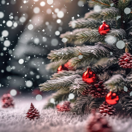 Sparkling Christmas Ornaments Decoration Defocused Background background Winter xmas holiday theme bannerの素材