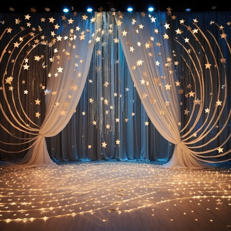 Christmas installation photo zone magical stage lights decoration Festive illumination fabulous enchantingの素材