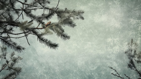 Christmas holiday background christmas tree branch text copy space frame text Retro style Old fashionedの素材
