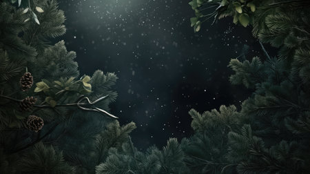 Christmas holiday background christmas tree branch text copy space frame text Retro style Old fashionedの素材