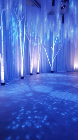 Christmas installation photo zone magical stage lights decoration Festive illumination fabulous enchantingの素材